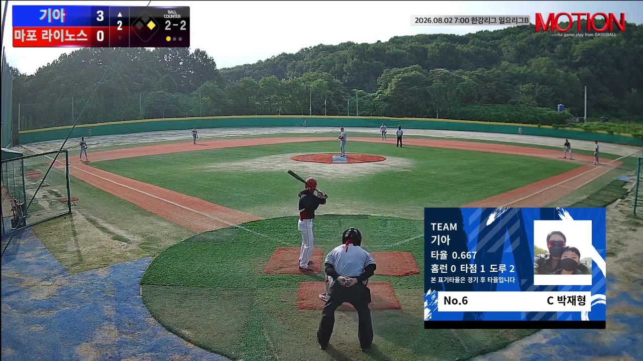 박재형(6번, 기아) 2루타 클립 | vs 마포 라이노스 | 8/2 (고촌 야구장)