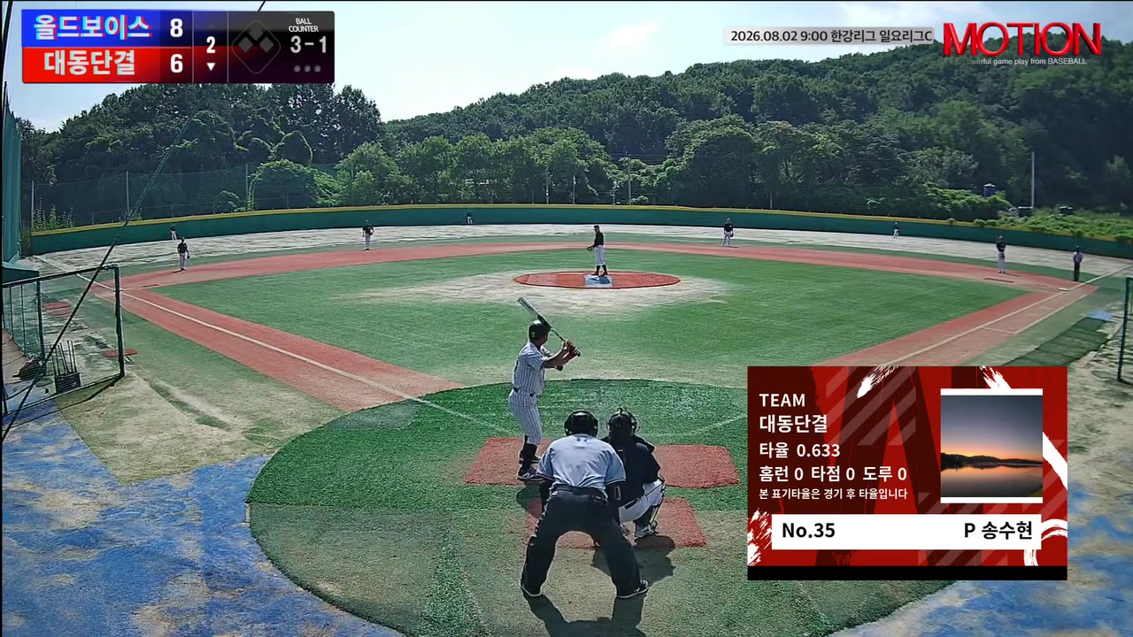 송수현(35번, 대동단결) 2루타 클립 | vs 올드보이스 | 8/2 (고촌 야구장)