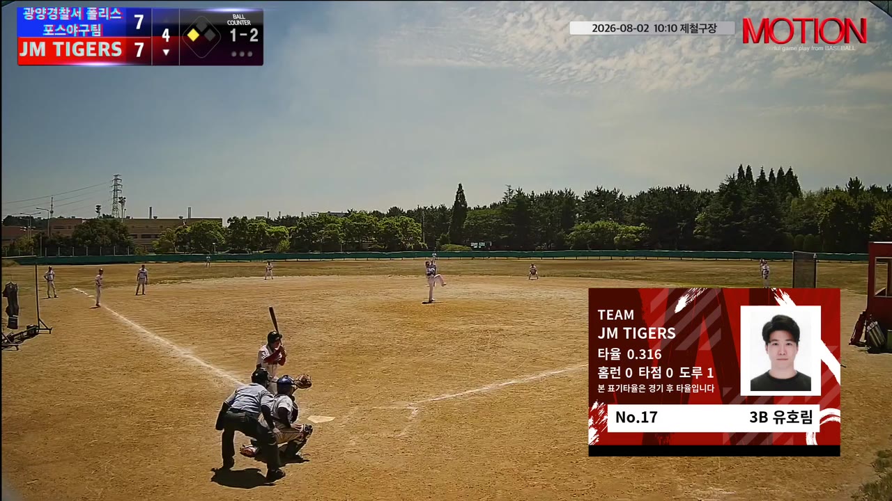 유호림(17번, JM TIGERS) 실책 클립 | vs 광양경찰서 폴리스포스야구팀 | 8/2 (제철구장)