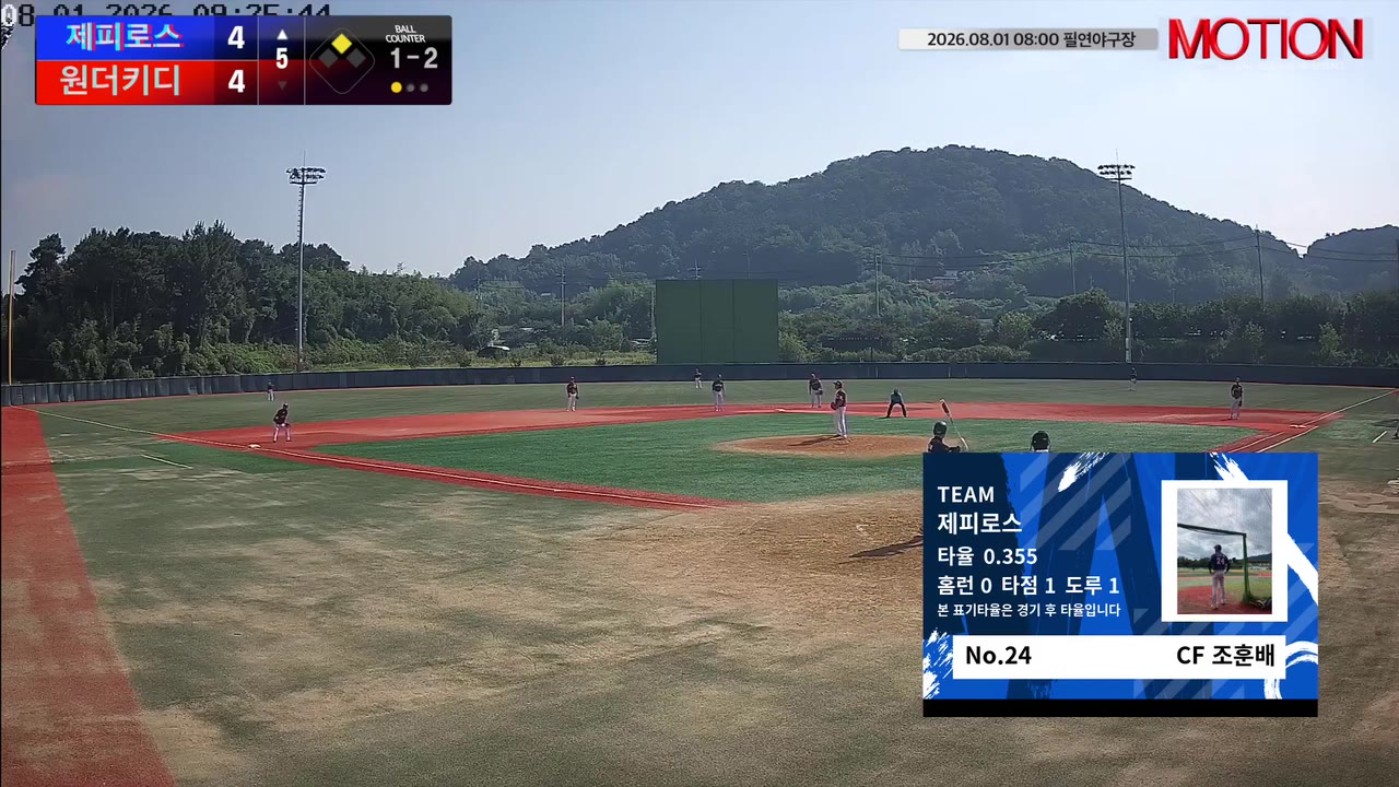 조훈배(24번, 제피로스) 1루타 클립 | vs 원더키디 | 8/1 (필연야구장)