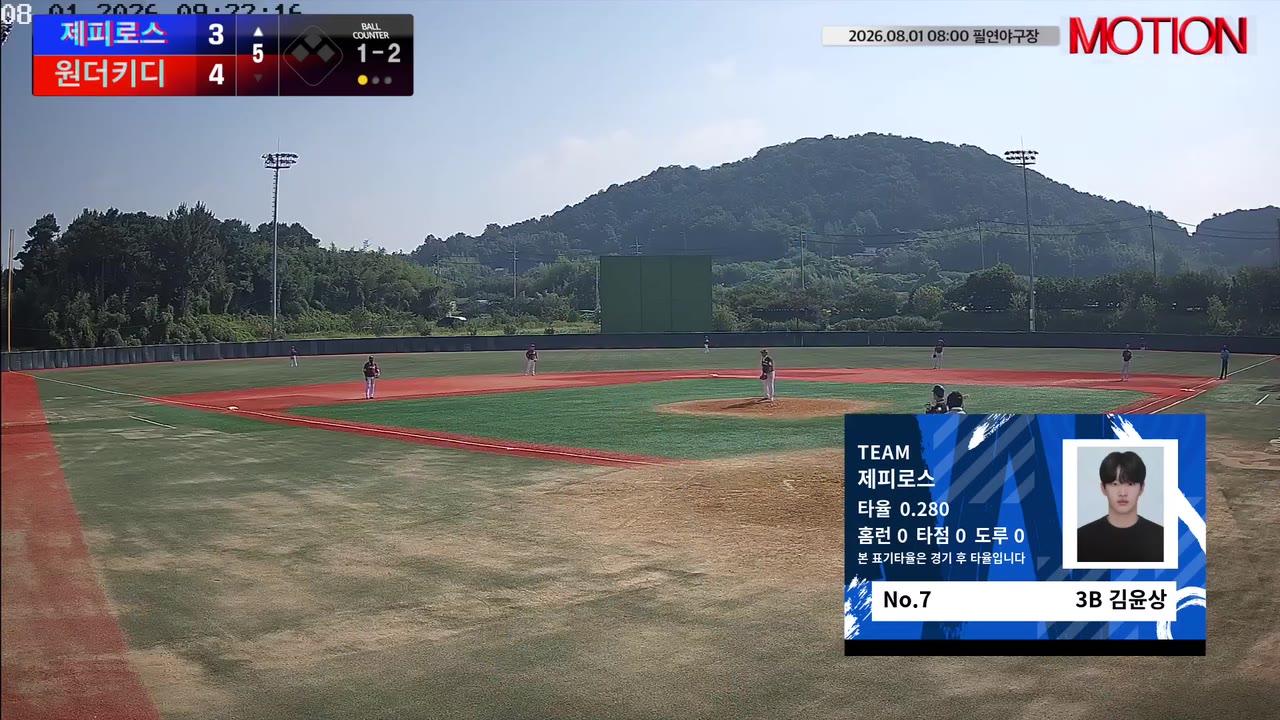 김윤상(7번, 제피로스) 1루타 클립 | vs 원더키디 | 8/1 (필연야구장)