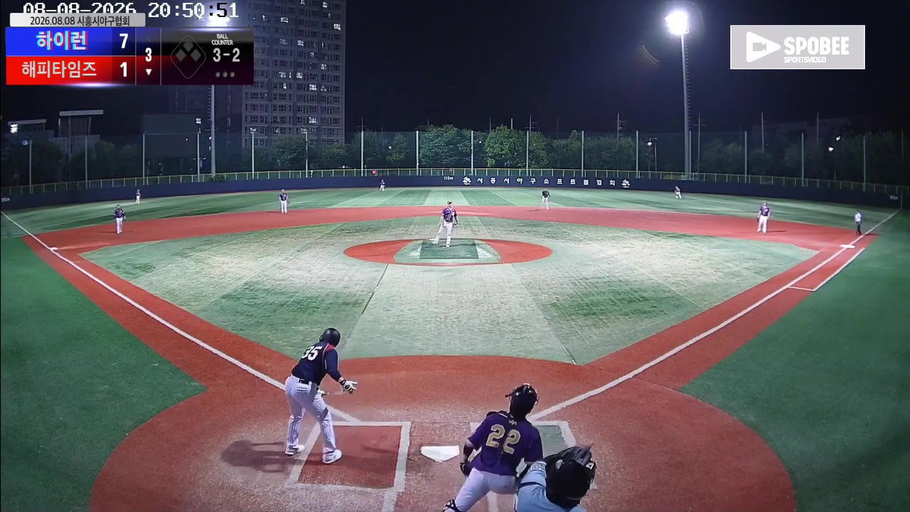 차종수(35번, 해피타임즈) 볼넷 클립 | vs 하이런 | 8/8 (소망야구장)