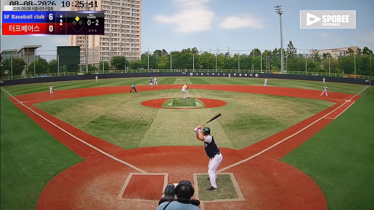 이상민(36번, SF Baseball club) 2루타 클립 | vs 터프베어스 | 8/8 (소망야구장)