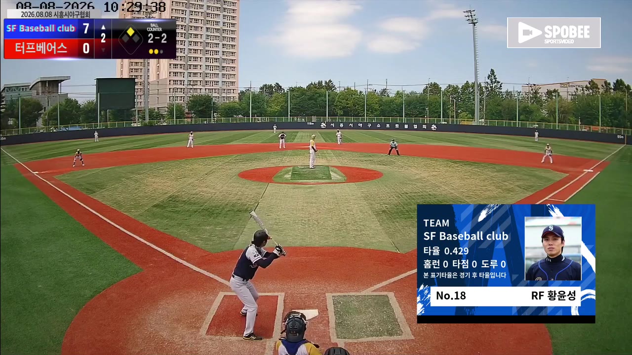 황윤성(18번, SF Baseball club) 실책 클립 | vs 터프베어스 | 8/8 (소망야구장)