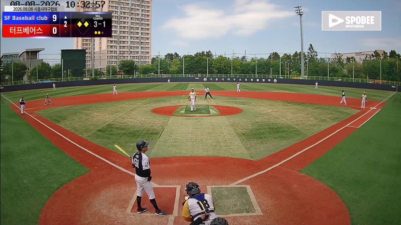 박묵(61번, SF Baseball club) 볼넷 클립 | vs 터프베어스 | 8/8 (소망야구장)