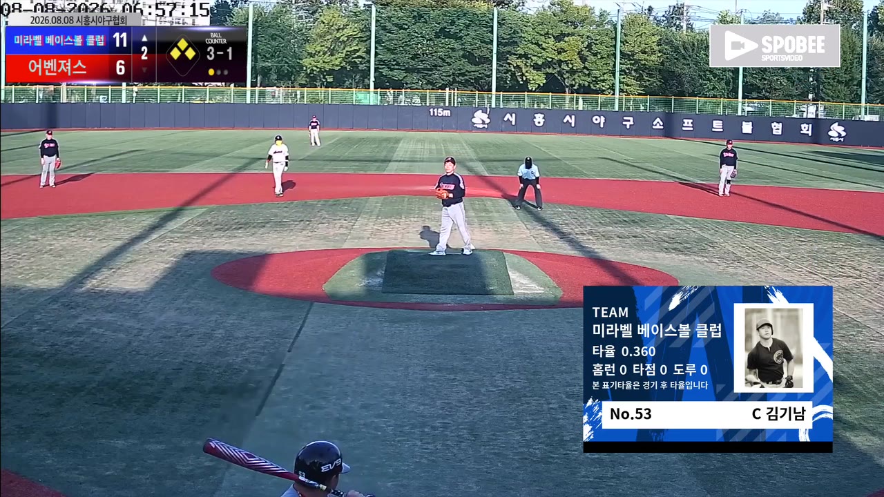 김기남(53번, 미라벨 베이스볼 클럽) 실책 클립 | vs 어벤져스 | 8/8 (소망야구장)