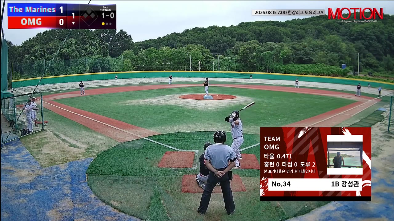 강성관(34번, OMG) 볼넷 클립 | vs The Marines | 8/15 (고촌 야구장)