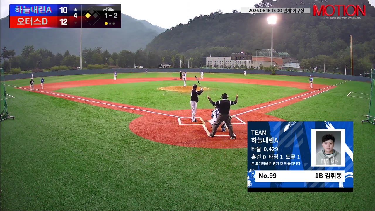 김휘동(99번, 하늘내린A) 3루타 클립 | vs 오터스D | 8/16 (인제1야구장)