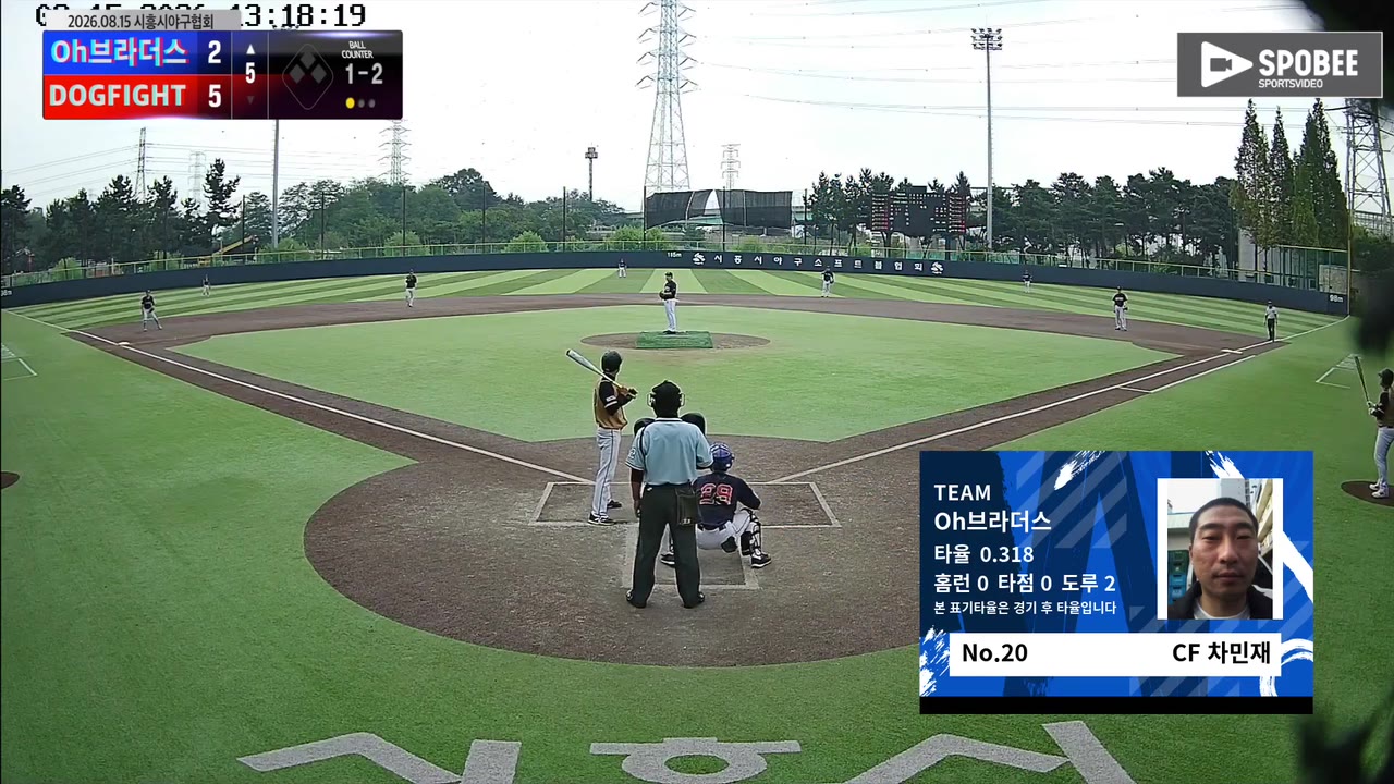 차민재(20번, Oh브라더스) 땅볼 클립 | vs DOGFIGHT | 8/15 (정왕야구장)