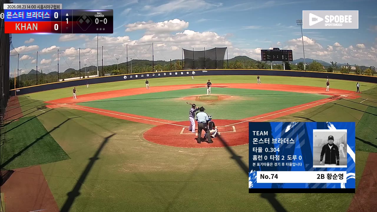 황순영(74번, 몬스터 브라더스) 1루타 클립 | vs KHAN | 8/23 (에코피아야구장)