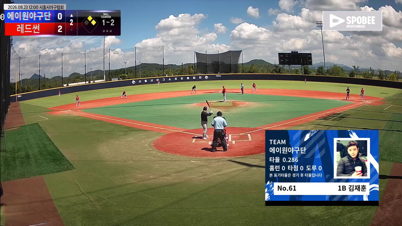 김재훈(61번, 에이원야구단) 사구 클립 | vs 레드썬 | 8/23 (에코피아야구장)