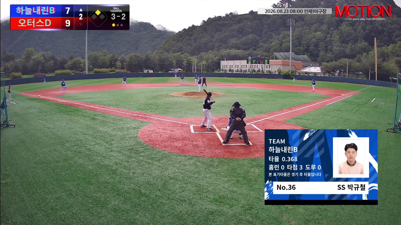 박규철(36번, 하늘내린B) 볼넷 클립 | vs 오터스D | 8/23 (인제1야구장)