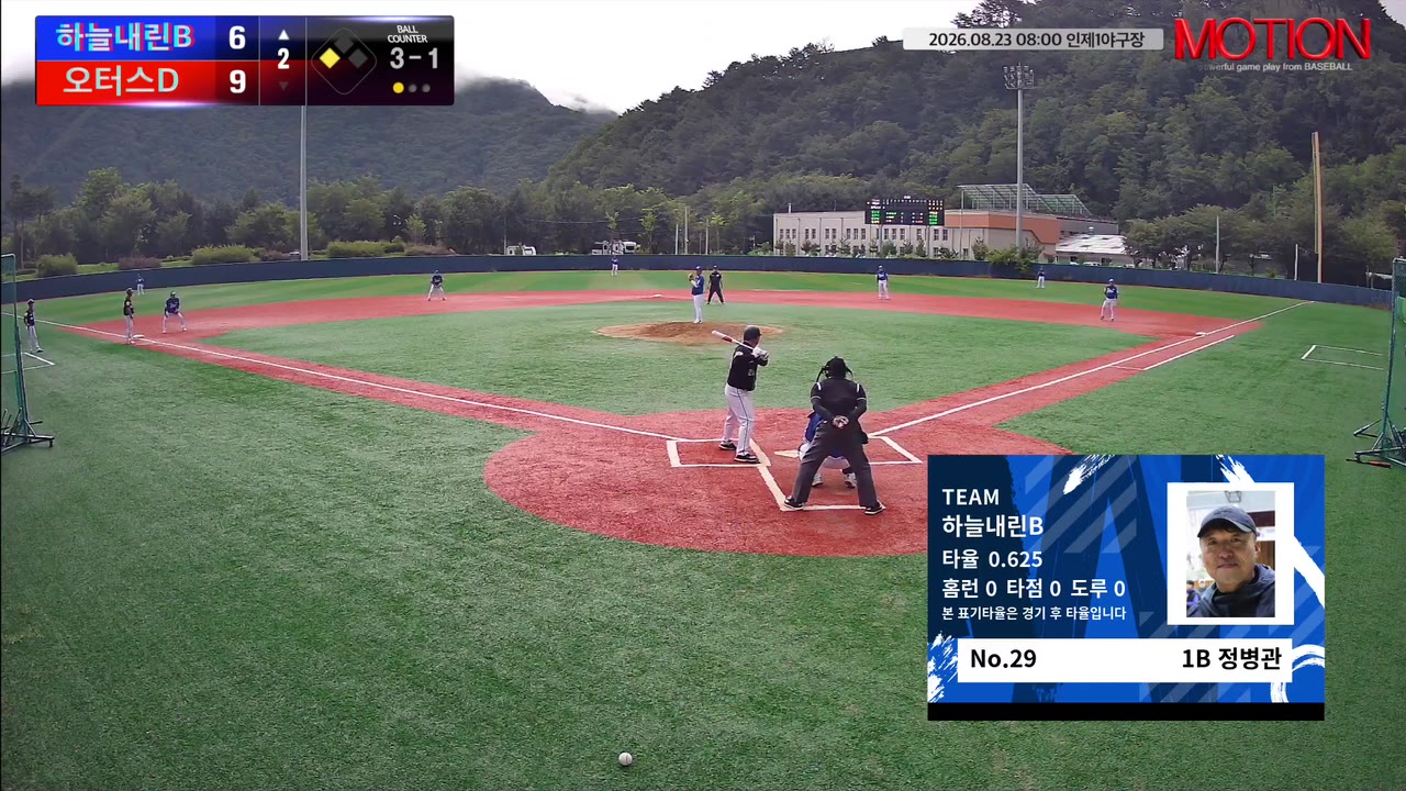 정병관(29번, 하늘내린B) 1루타 클립 | vs 오터스D | 8/23 (인제1야구장)