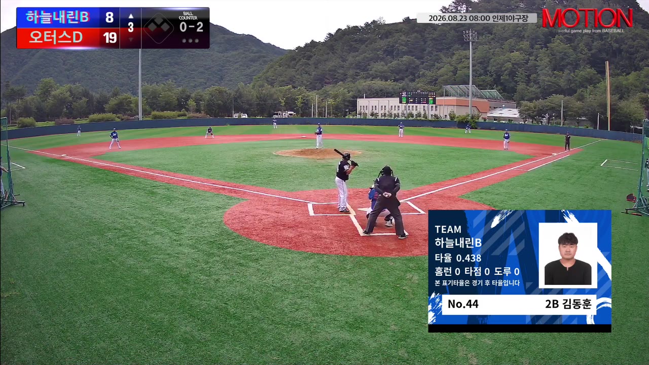 김동훈(44번, 하늘내린B) 1루타 클립 | vs 오터스D | 8/23 (인제1야구장)