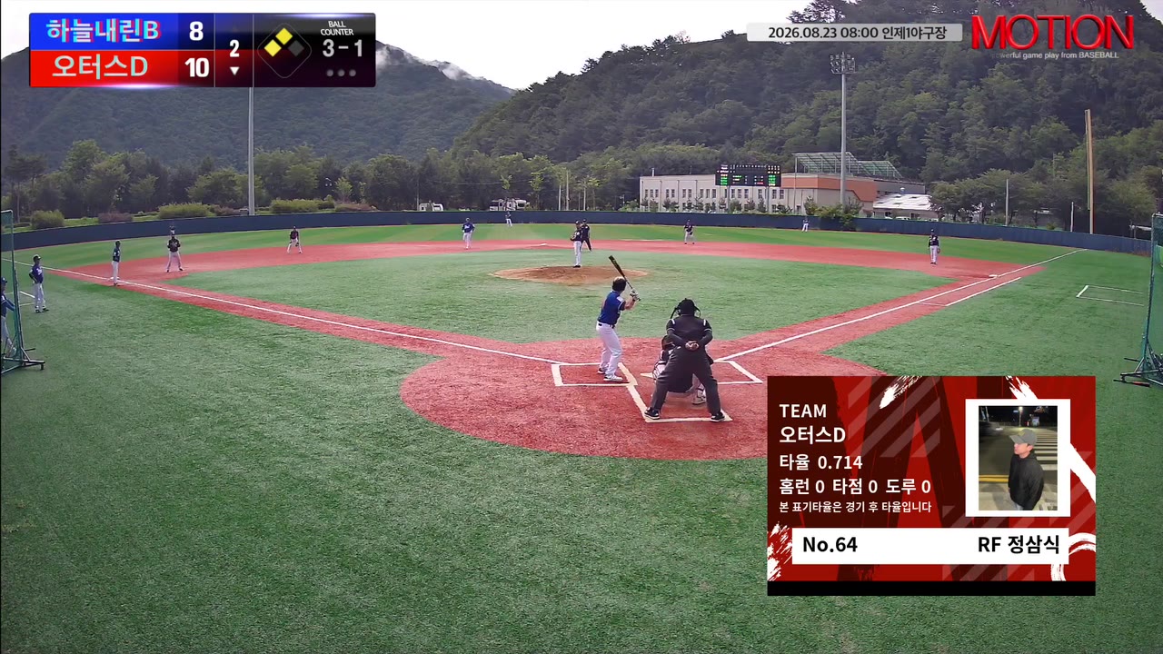 정삼식(64번, 오터스D) 사구 클립 | vs 하늘내린B | 8/23 (인제1야구장)