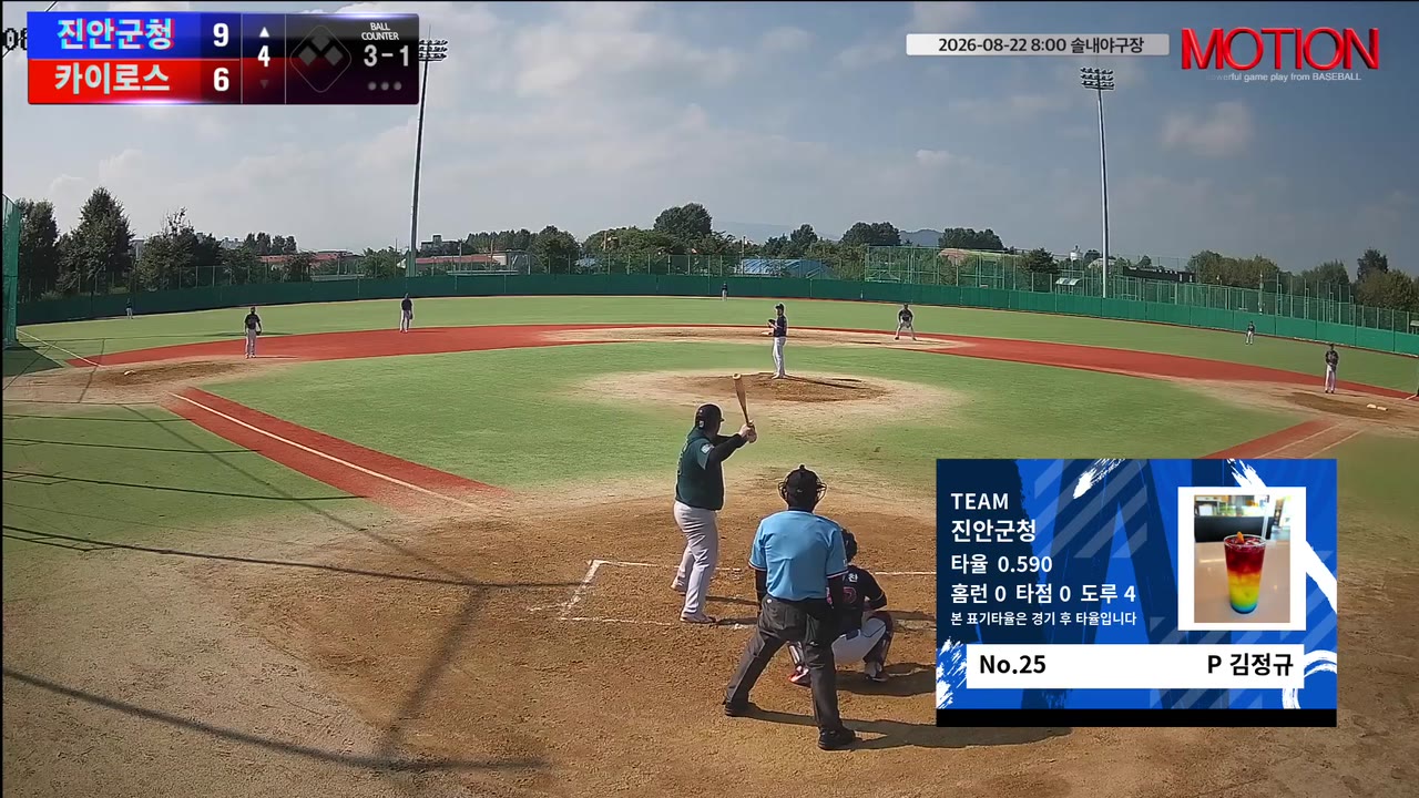 김정규(25번, 진안군청) 사구 클립 | vs 카이로스 | 8/22 (솔내야구장)