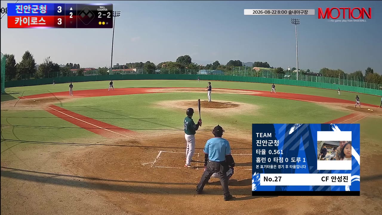 안성진(27번, 진안군청) 삼진 클립 | vs 카이로스 | 8/22 (솔내야구장)