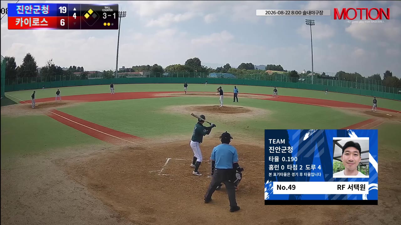 서택원(49번, 진안군청) 사구 클립 | vs 카이로스 | 8/22 (솔내야구장)