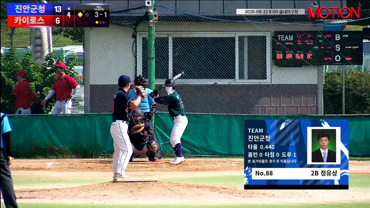 정유상(88번, 진안군청) 사구 클립 | vs 카이로스 | 8/22 (솔내야구장)