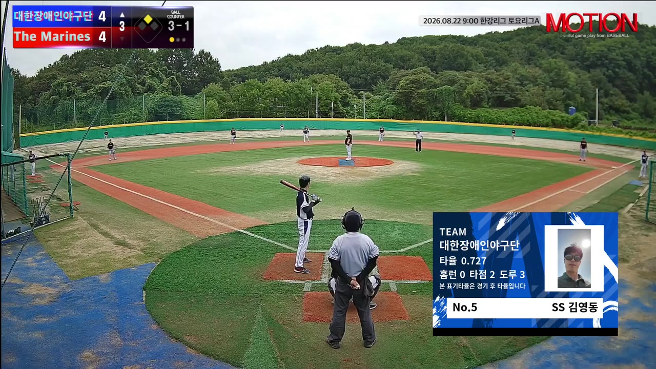 김영동(5번, 대한장애인야구단) 볼넷 클립 | vs The Marines | 8/22 (고촌 야구장)