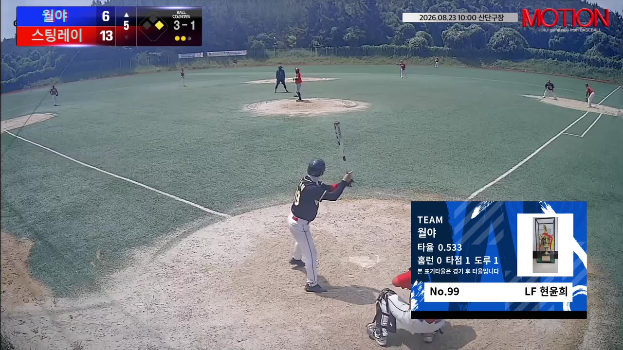 현윤희(99번, 월야) 1루타 클립 | vs 스팅레이 | 8/23 (산단구장)