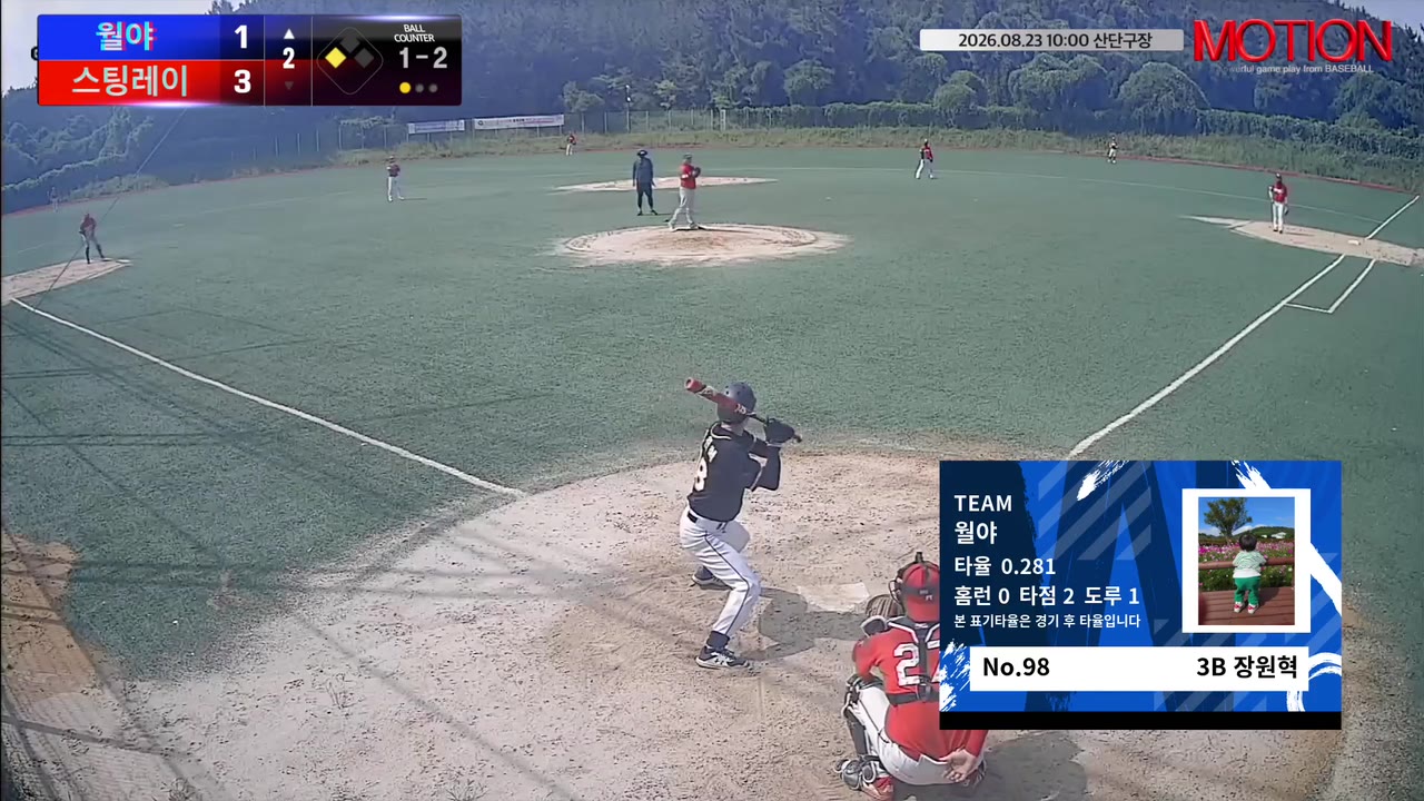 장원혁(98번, 월야) 1루타 클립 | vs 스팅레이 | 8/23 (산단구장)
