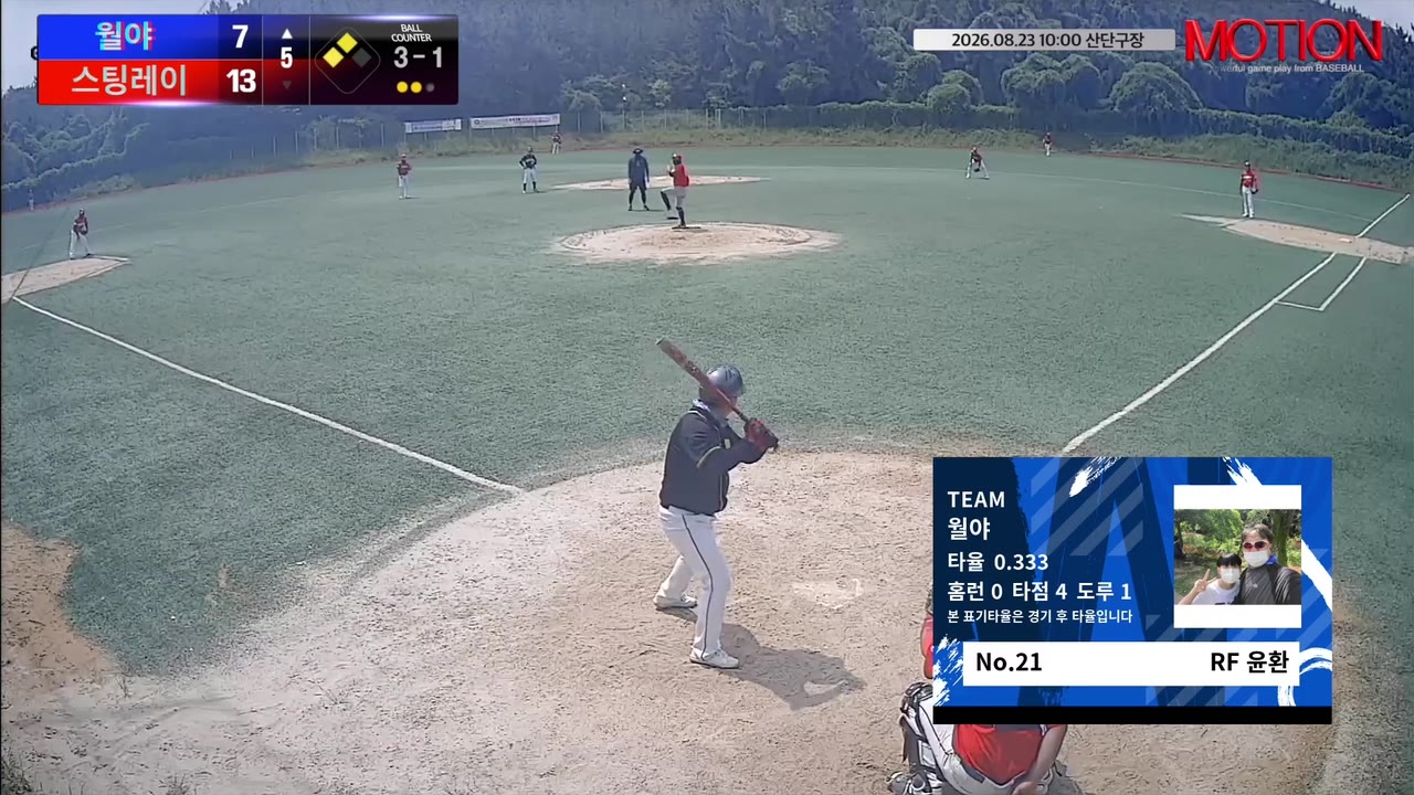 윤환(21번, 월야) 볼넷 클립 | vs 스팅레이 | 8/23 (산단구장)
