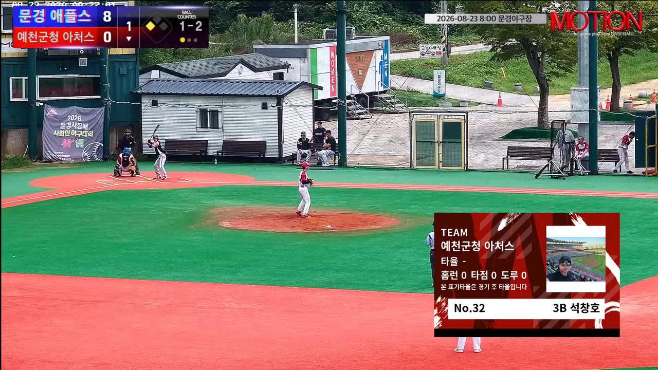 석창호(32번, 예천군청 아처스) 사구 클립 | vs 문경 애플스 | 8/23 (문경야구장)