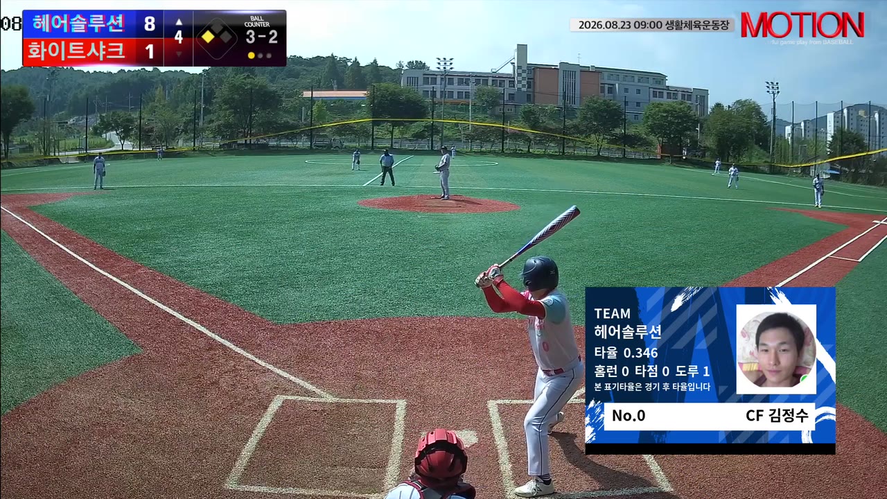 김정수(0번, 헤어솔루션) 1루타 클립 | vs 화이트샤크 | 8/23 (생활체육운동장(제일고))