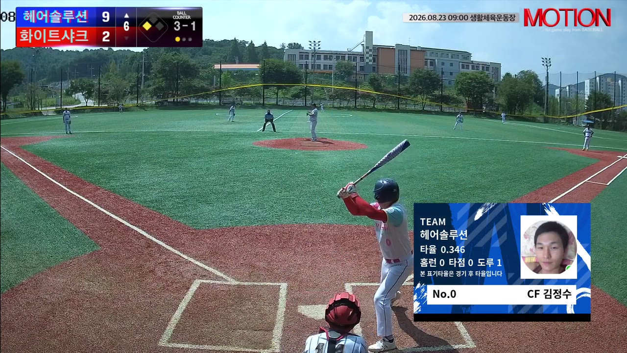 김정수(0번, 헤어솔루션) 볼넷 클립 | vs 화이트샤크 | 8/23 (생활체육운동장(제일고))