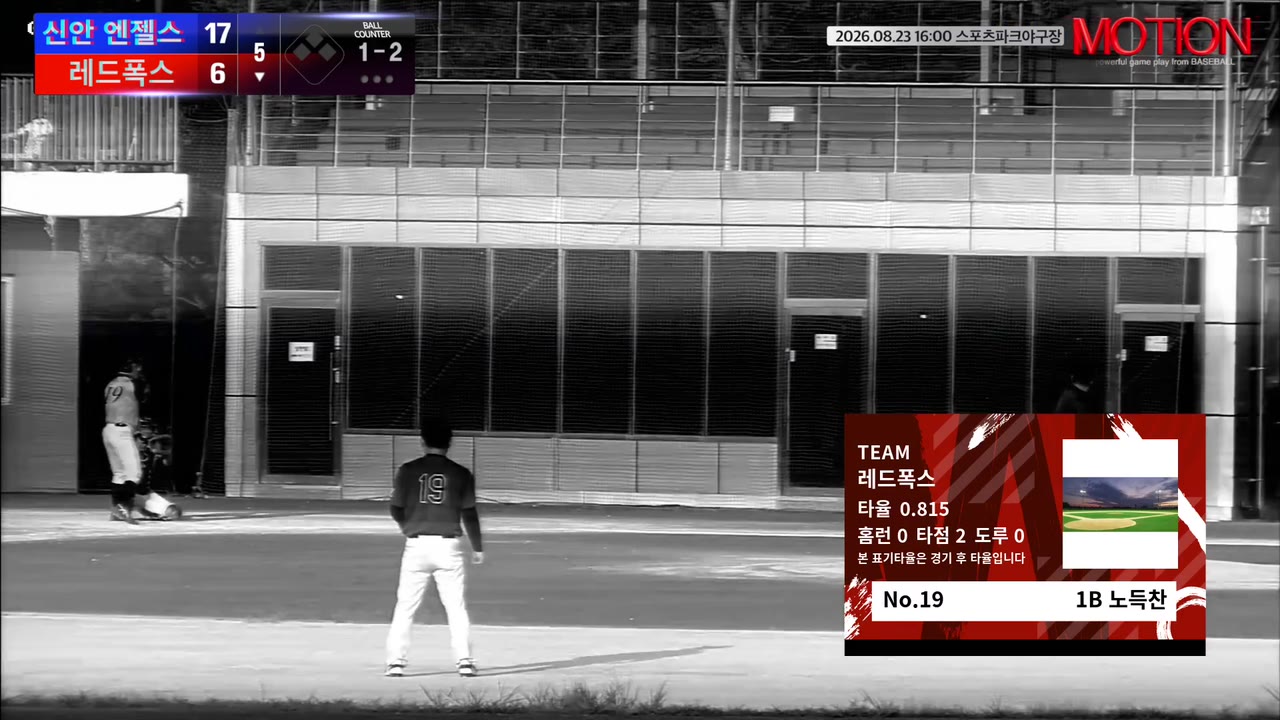 노득찬(19번, 레드폭스) 1루타 클립 | vs 신안 엔젤스 | 8/23 (스포츠파크야구장)
