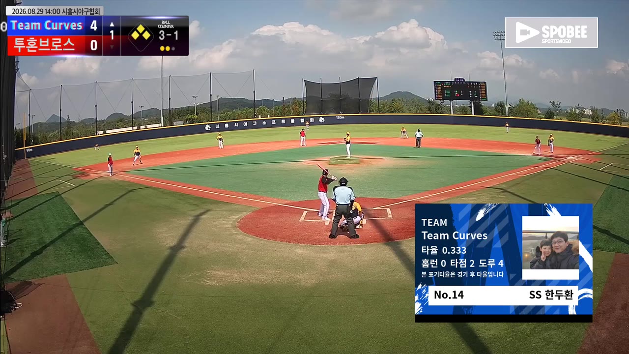한두환(14번, Team Curves) 땅볼 클립 | vs 투혼브로스 | 8/29 (에코피아야구장)