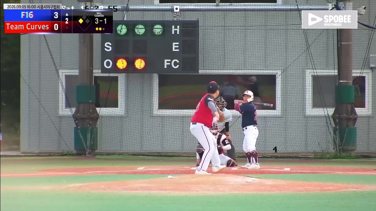 고정호(28번, F16) 볼넷 클립 | vs Team Curves | 9/5 (에코피아야구장)