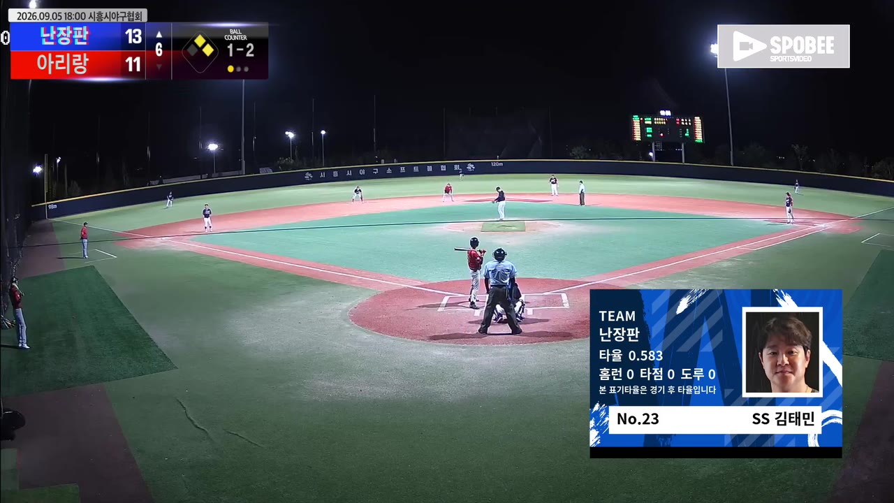 김태민(23번, 난장판) 실책 클립 | vs 아리랑 | 9/5 (에코피아야구장)