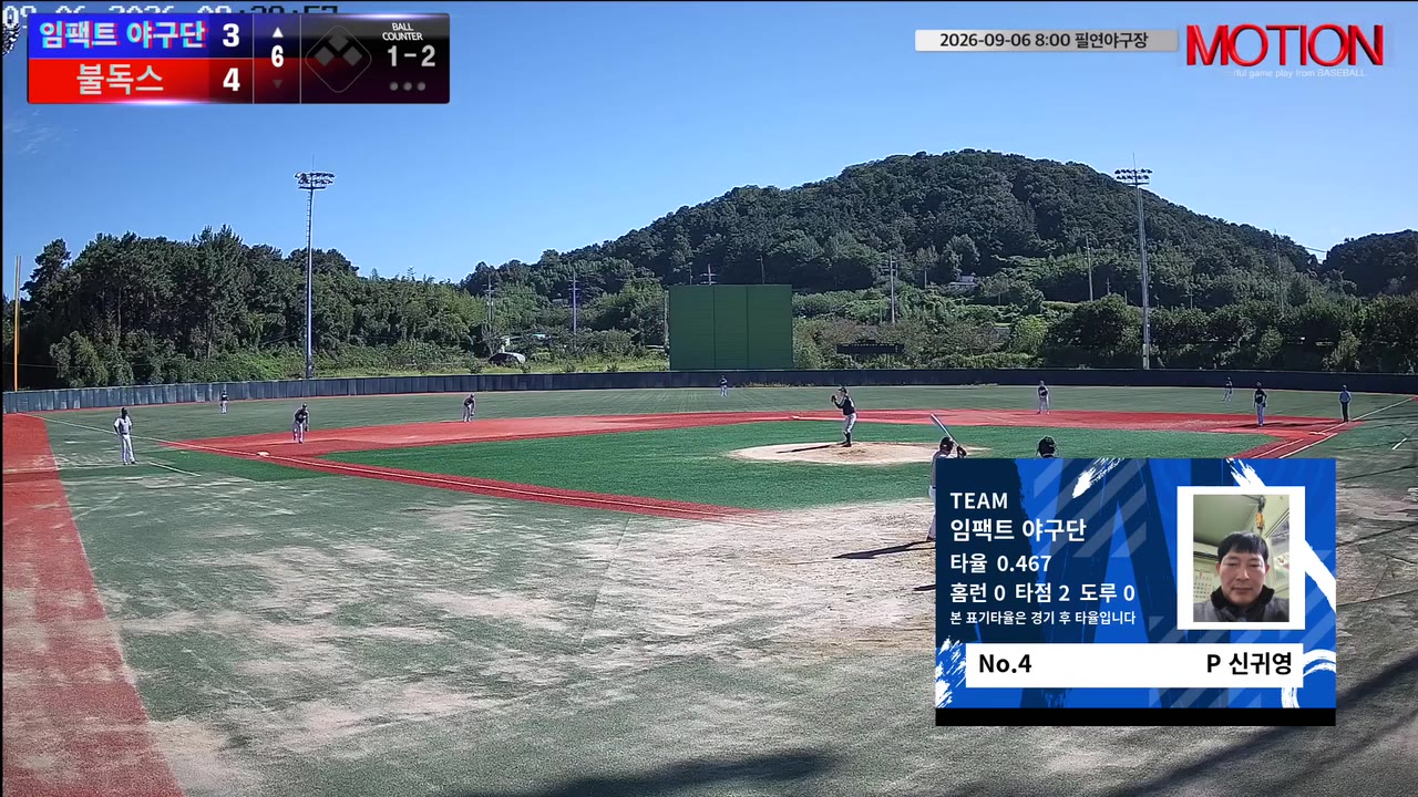 신귀영(4번, 임팩트 야구단) 1루타 클립 | vs 불독스 | 9/6 (필연야구장)