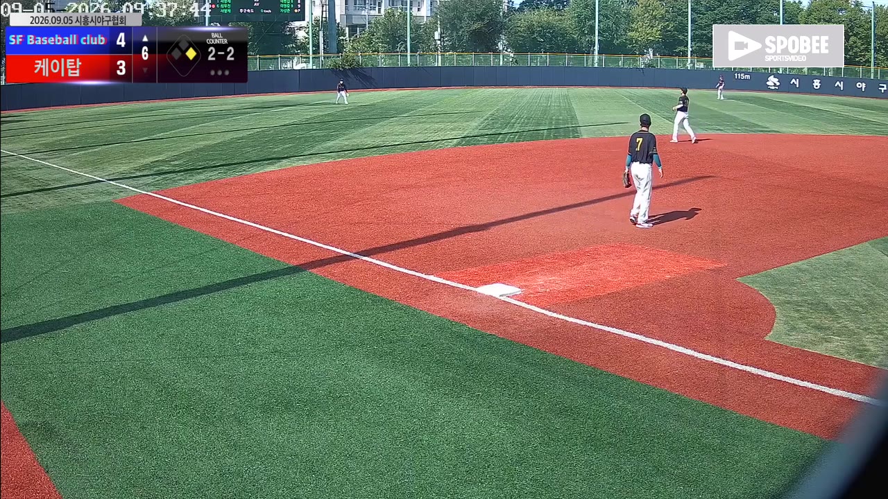 최우진(24번, SF Baseball club) 1루타 클립 | vs 케이탑 | 9/5 (소망야구장)