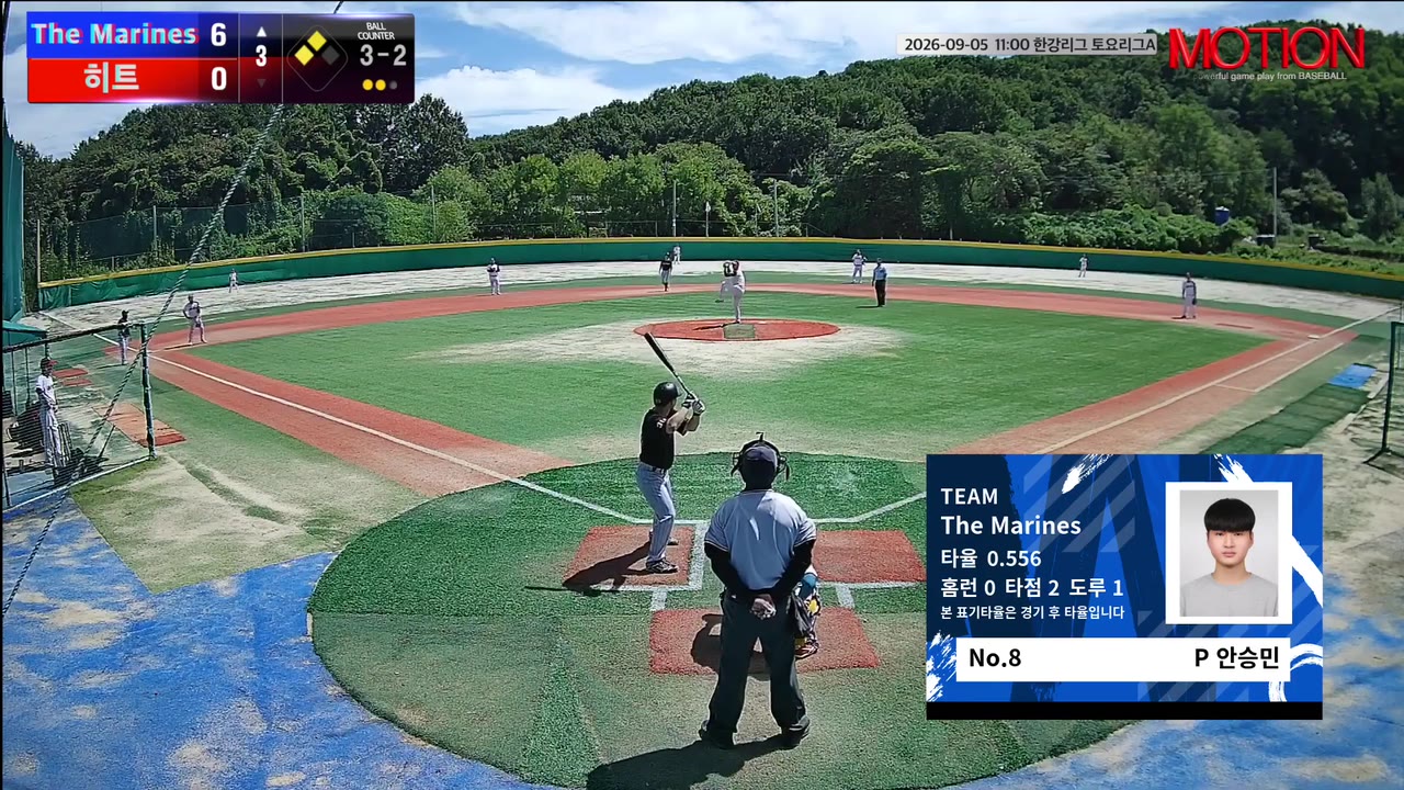 안승민(8번, The Marines) 볼넷 클립 | vs 히트 | 9/5 (고촌 야구장)