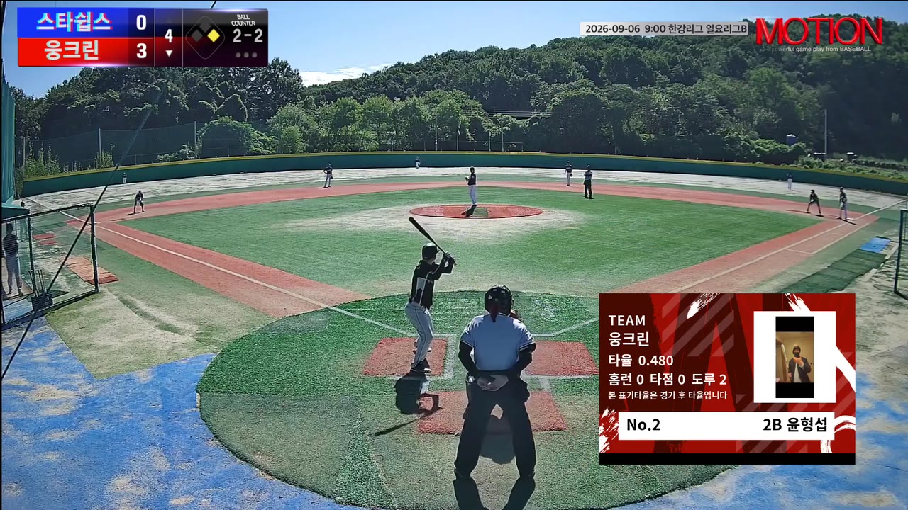 윤형섭(2번, 웅크린) 1루타 클립 | vs 스타쉽스 | 9/6 (고촌 야구장)