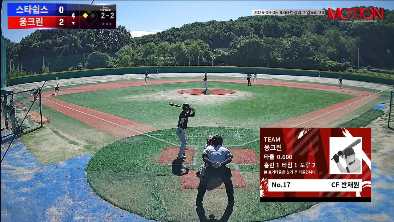 반재원(17번, 웅크린) 1루타 클립 | vs 스타쉽스 | 9/6 (고촌 야구장)