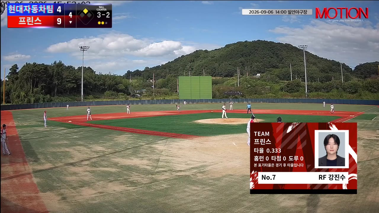 강진수(7번, 프린스) 볼넷 클립 | vs 현대자동차팀 | 9/6 (필연야구장)
