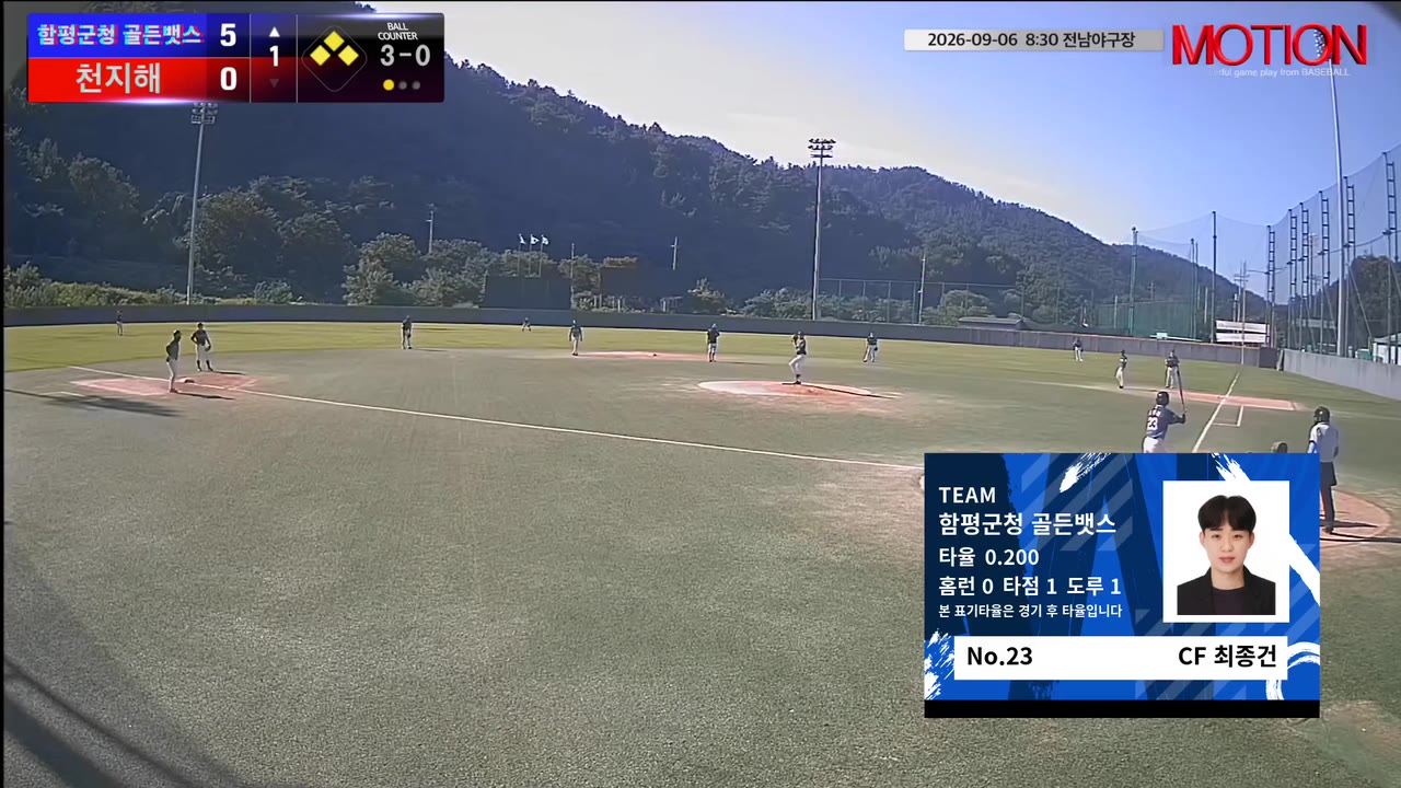 최종건(23번, 함평군청 골든뱃스) 땅볼 클립 | vs 천지해 | 9/6 (전남야구장)