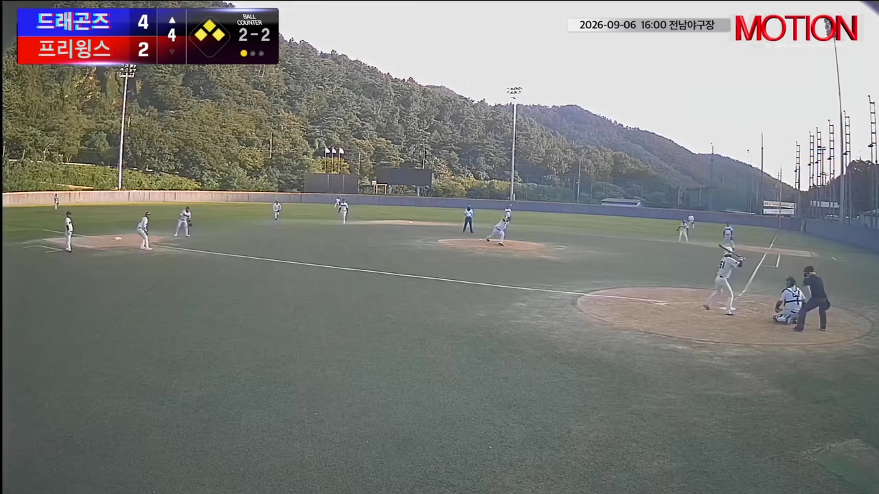 최지환(51번, 드래곤즈) 볼넷 클립 | vs 프리윙스 | 9/6 (전남야구장)