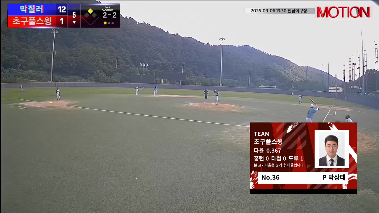 박상태(36번, 초구풀스윙) 2루타 클립 | vs 막질러 | 9/6 (전남야구장)
