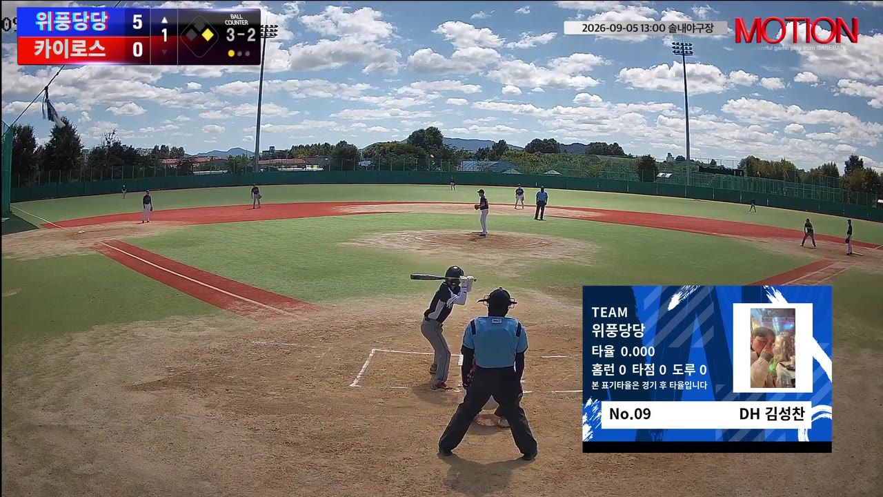 김성찬(9번, 위풍당당) 볼넷 클립 | vs 카이로스 | 9/5 (솔내야구장)
