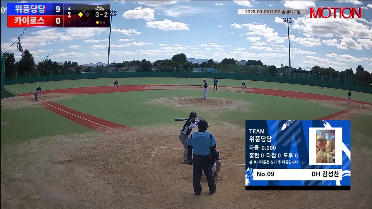 김성찬(9번, 위풍당당) 볼넷 클립 | vs 카이로스 | 9/5 (솔내야구장)