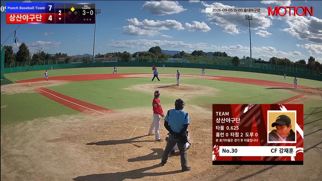강재훈(30번, 상산야구단) 볼넷 클립 | vs Punch Baseball Team | 9/5 (솔내야구장)
