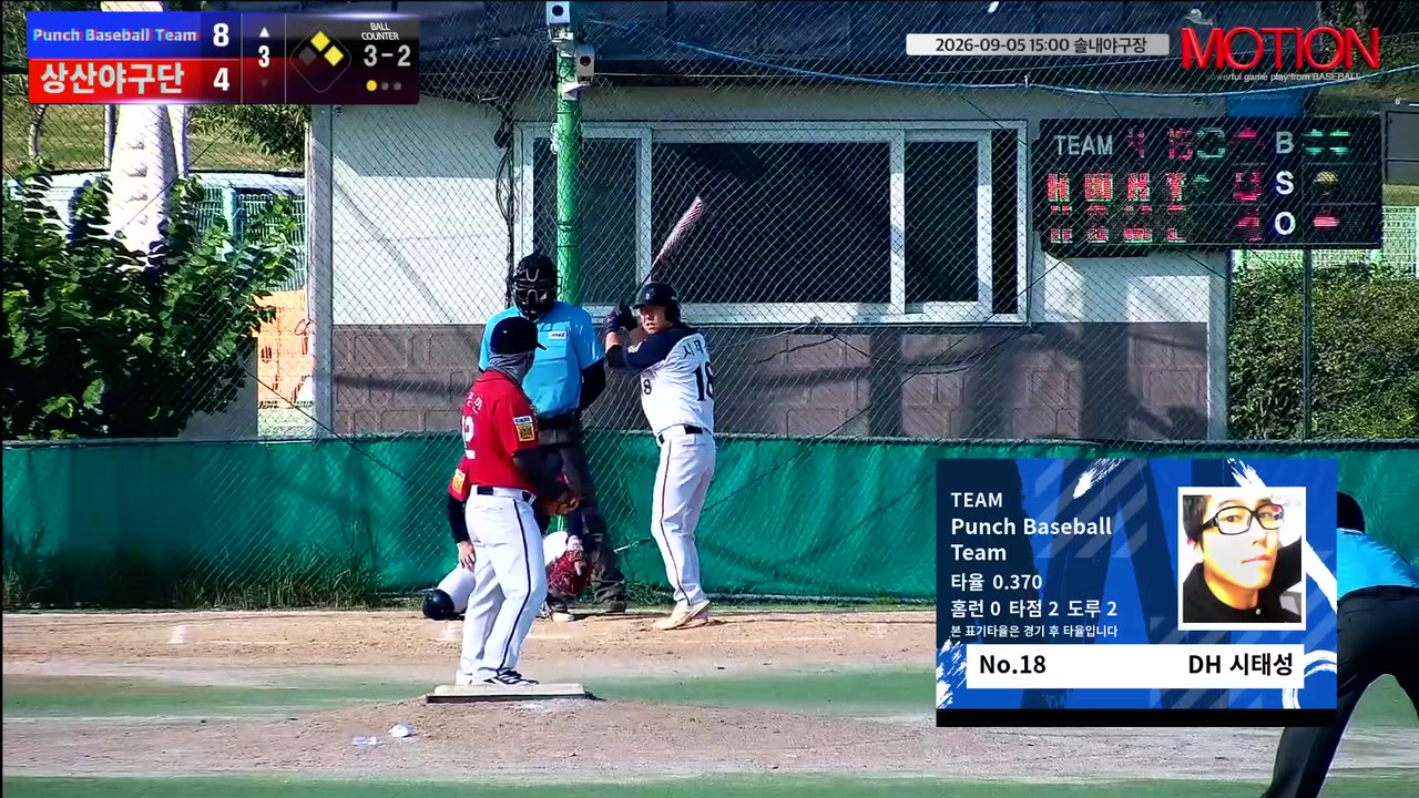 시태성(18번, Punch Baseball Team) 1루타 클립 | vs 상산야구단 | 9/5 (솔내야구장)