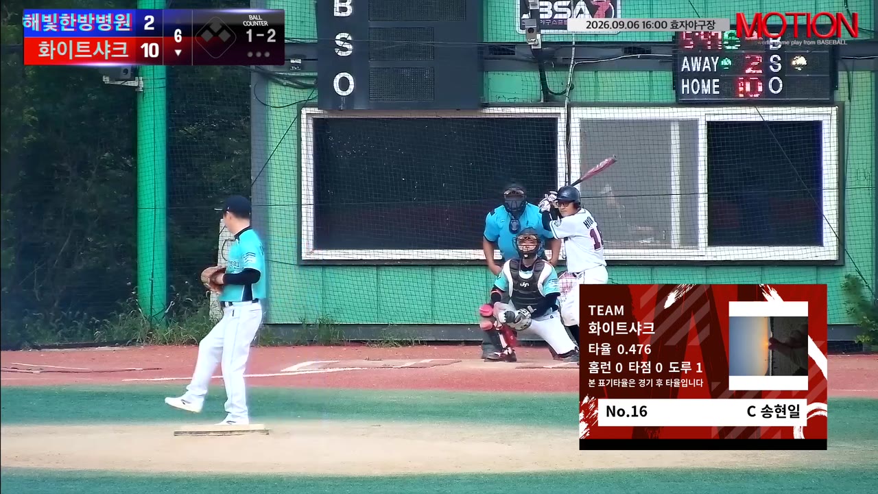 송현일(16번, 화이트샤크) 실책 클립 | vs 해빛한방병원 | 9/6 (효자야구장)