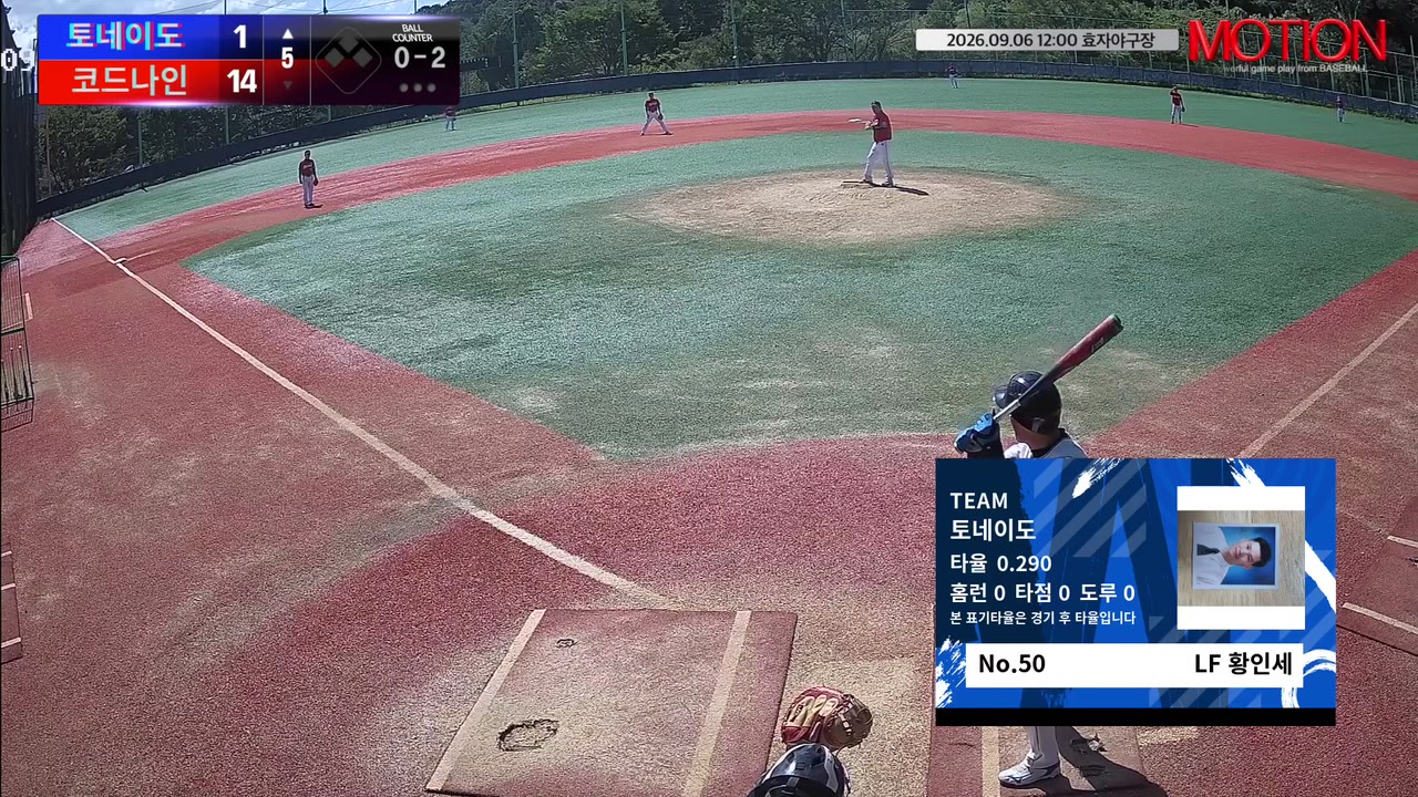 황인세(50번, 토네이도) 1루타 클립 | vs 코드나인 | 9/6 (효자야구장)