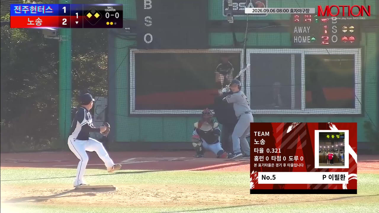 이필환(5번, 노송) 1루타 클립 | vs 전주헌터스 | 9/6 (효자야구장)